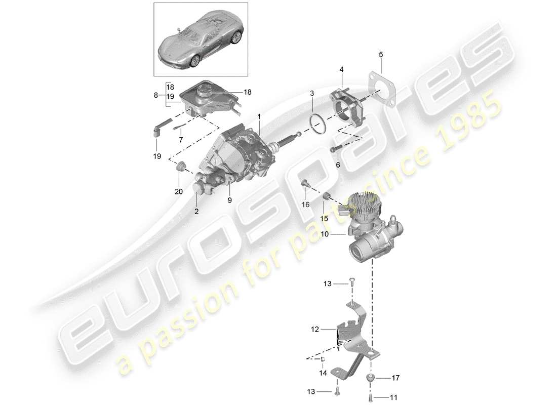 porsche 918 spyder (2015) cilindro maestro del freno schema delle parti