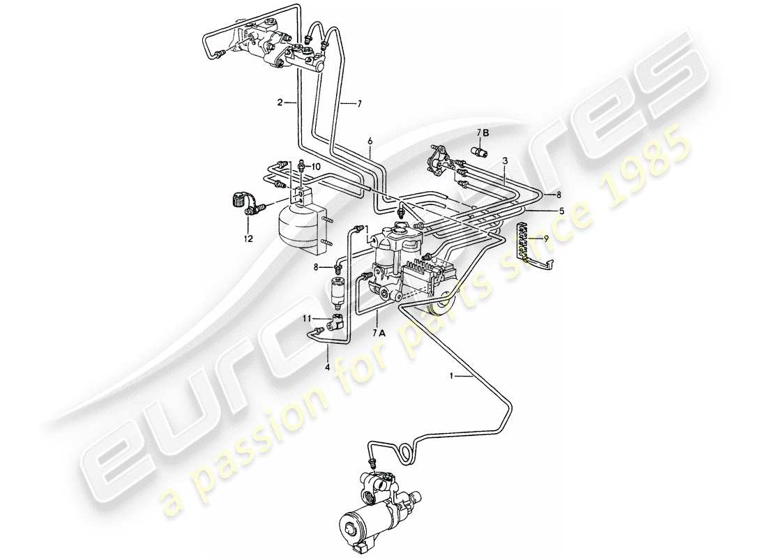 porsche 1994 (964) linee dei freni - parte anteriore diagramma delle parti
