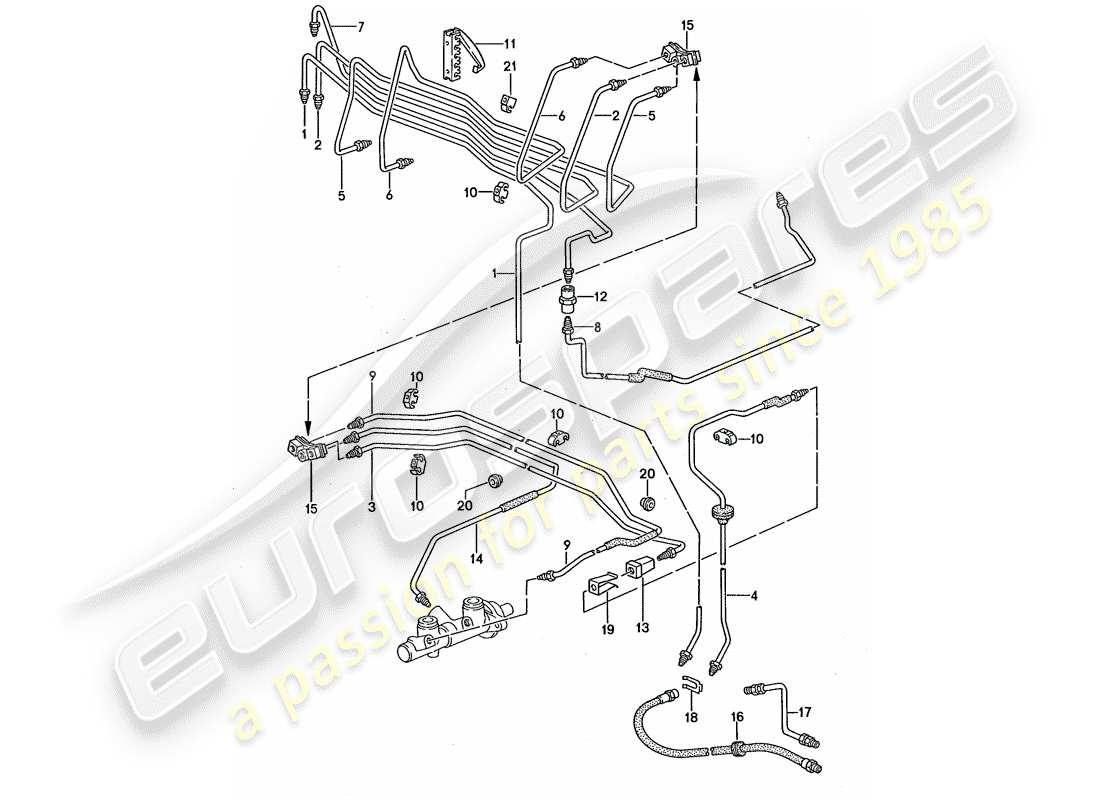 porsche 1993 (968) linee dei freni diagramma delle parti