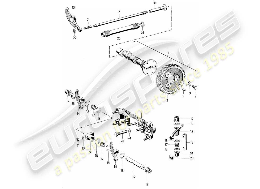 porsche 1962 (356b/356c) albero a camme diagramma delle parti