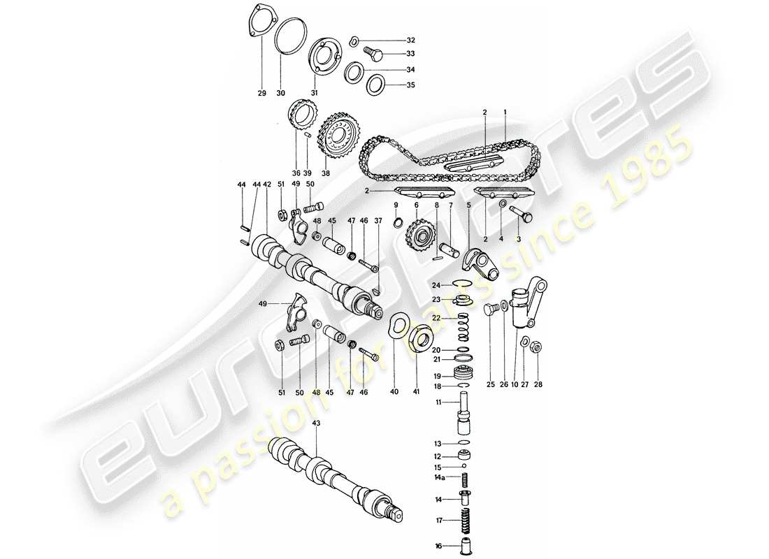 porsche 1977 (911) controllo valvola - set di riparazione per manutenzione - tenditore - catena - vedi illustrazione: diagramma delle parti