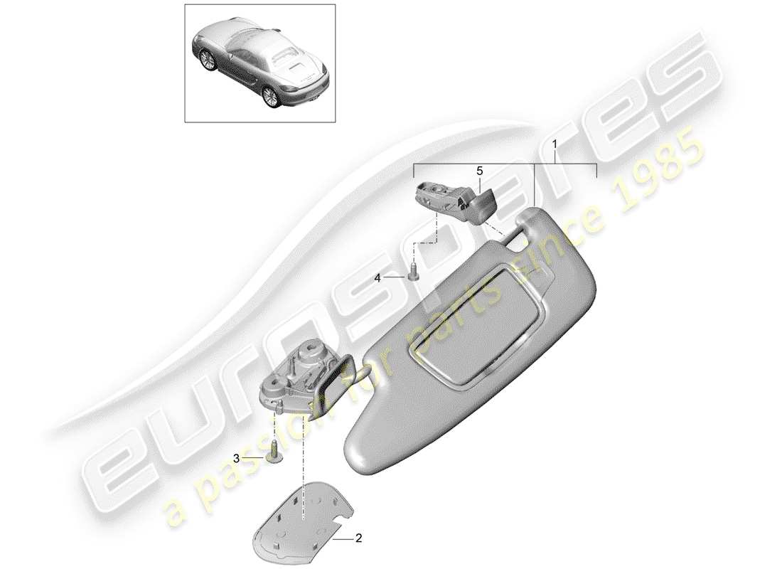 porsche 2016 (981 boxster) visiere da sole diagramma delle parti