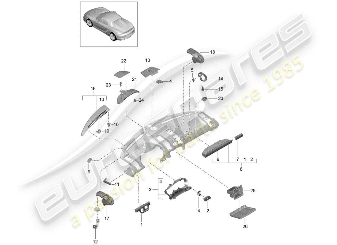 porsche 2016 (981 boxster spyder) accessori diagramma delle parti