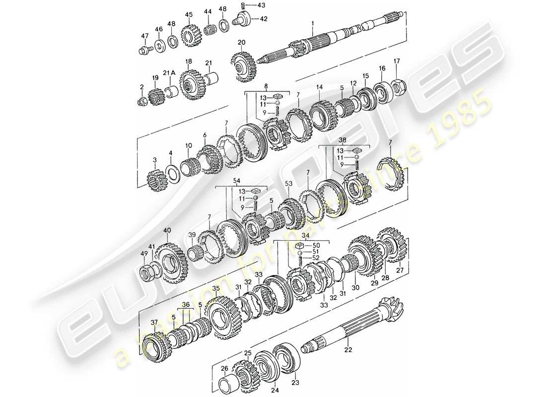 porsche 1995 (993) ingranaggi e alberi diagramma delle parti