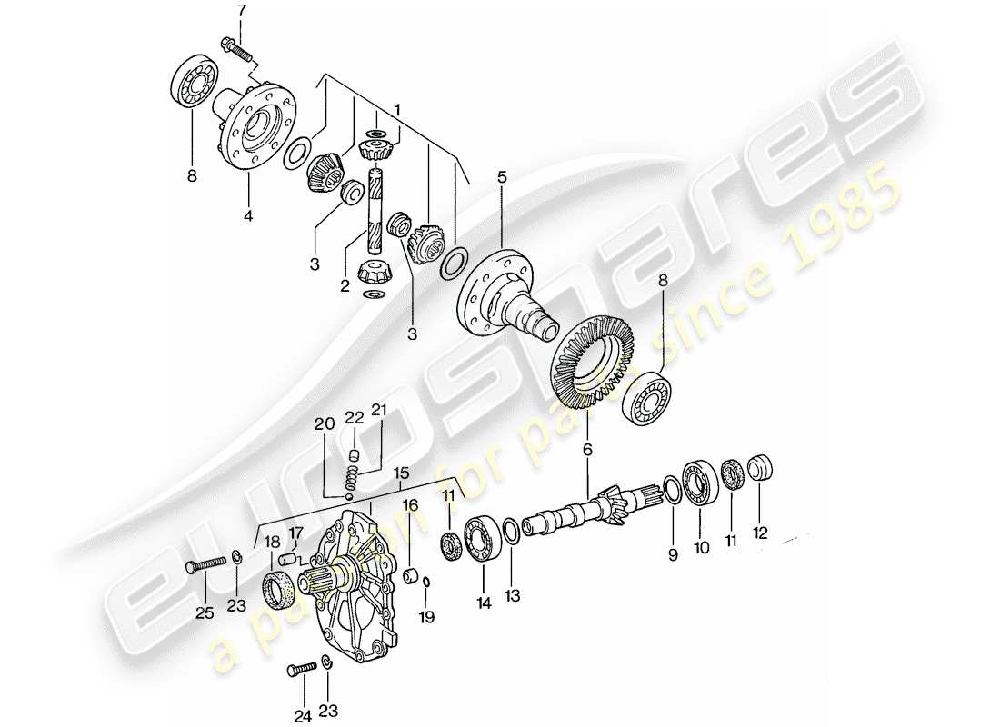 porsche 1987 (924s) differenziale - cambio automatico diagramma delle parti