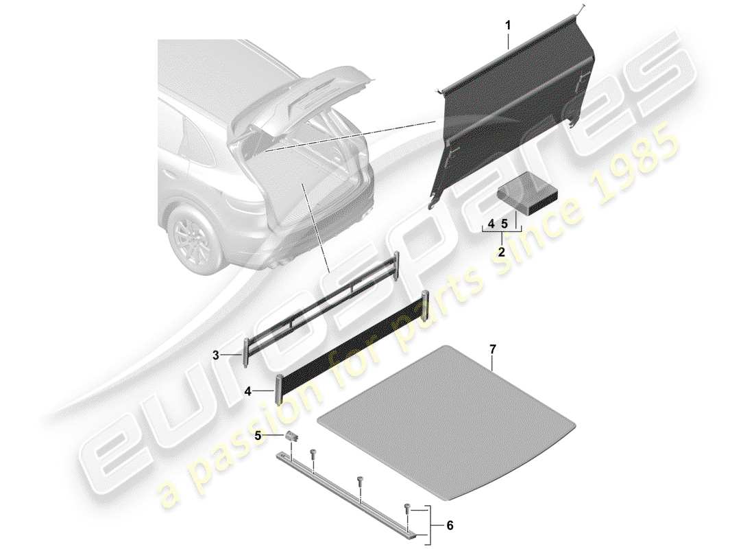 porsche 2019 (cayenne e3 9ya/9yb) fodera dello stivale diagramma delle parti