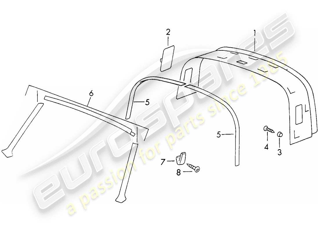 porsche 1971 (911) dotazioni interne - tetto diagramma delle parti