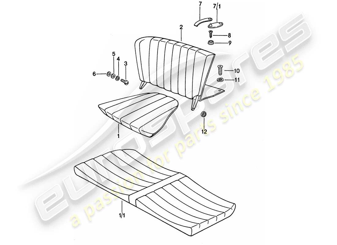 porsche 1977 (911) sedile di emergenza diagramma delle parti