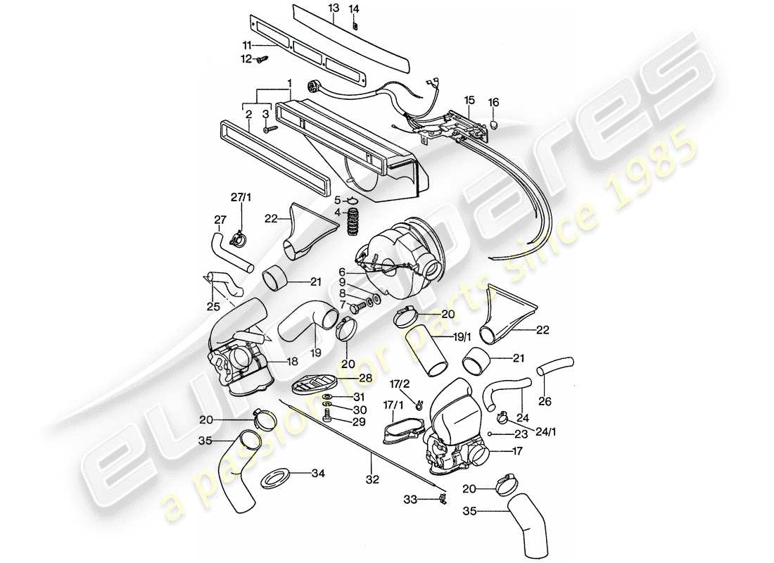porsche 1977 (911) ventilazione - sistema di riscaldamento 1 - d >> - mj 1976 schema delle parti