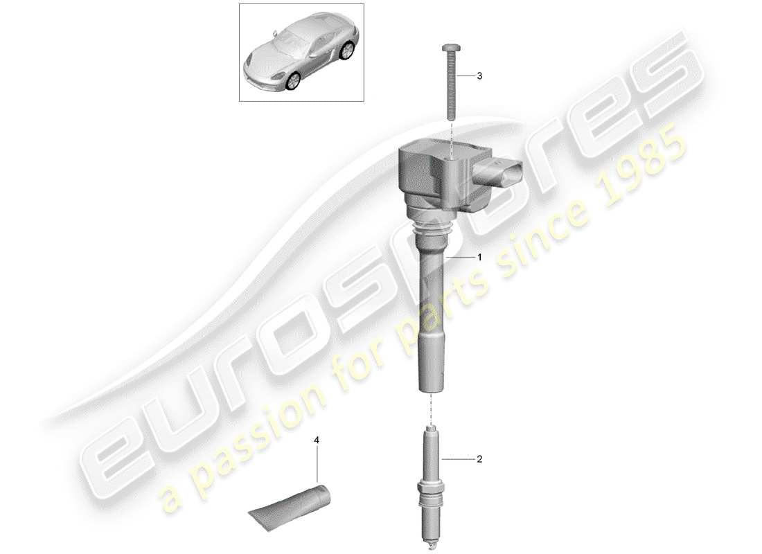 porsche 2020 (718 cayman) sistema di accensione diagramma delle parti