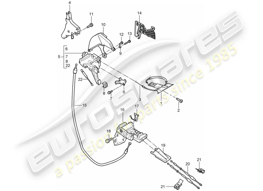 porsche 2008 (cayenne e1 9pa) a pedale. freno di stazionamento diagramma delle parti