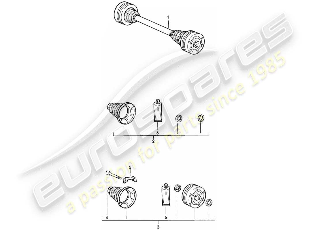 porsche 1983 (944) albero di trasmissione diagramma delle parti