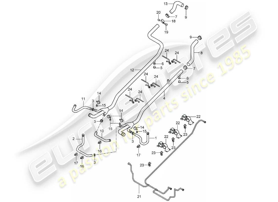 porsche 2006 (carrera gt) raffreddamento ad acqua 1 diagramma delle parti