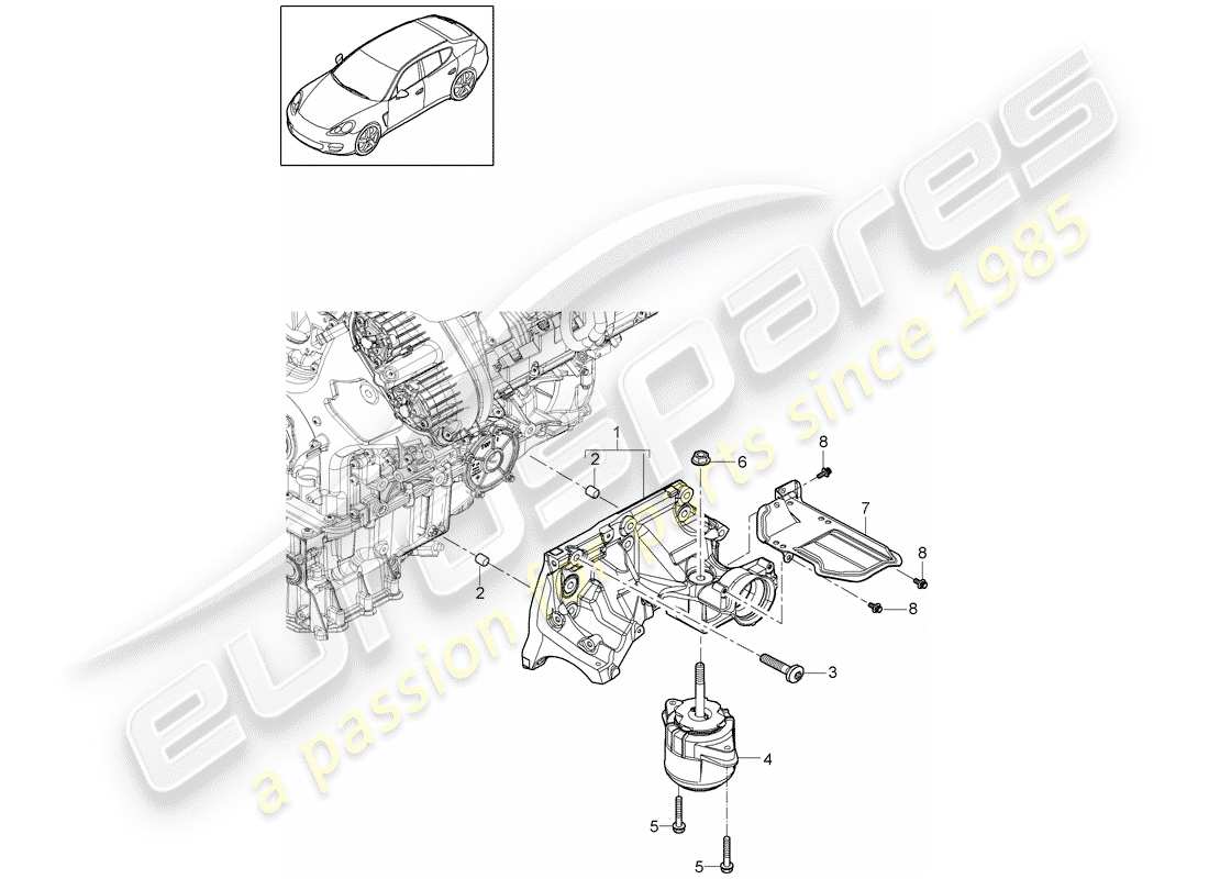 porsche 2012 (panamera 970) sospensione del motore diagramma delle parti