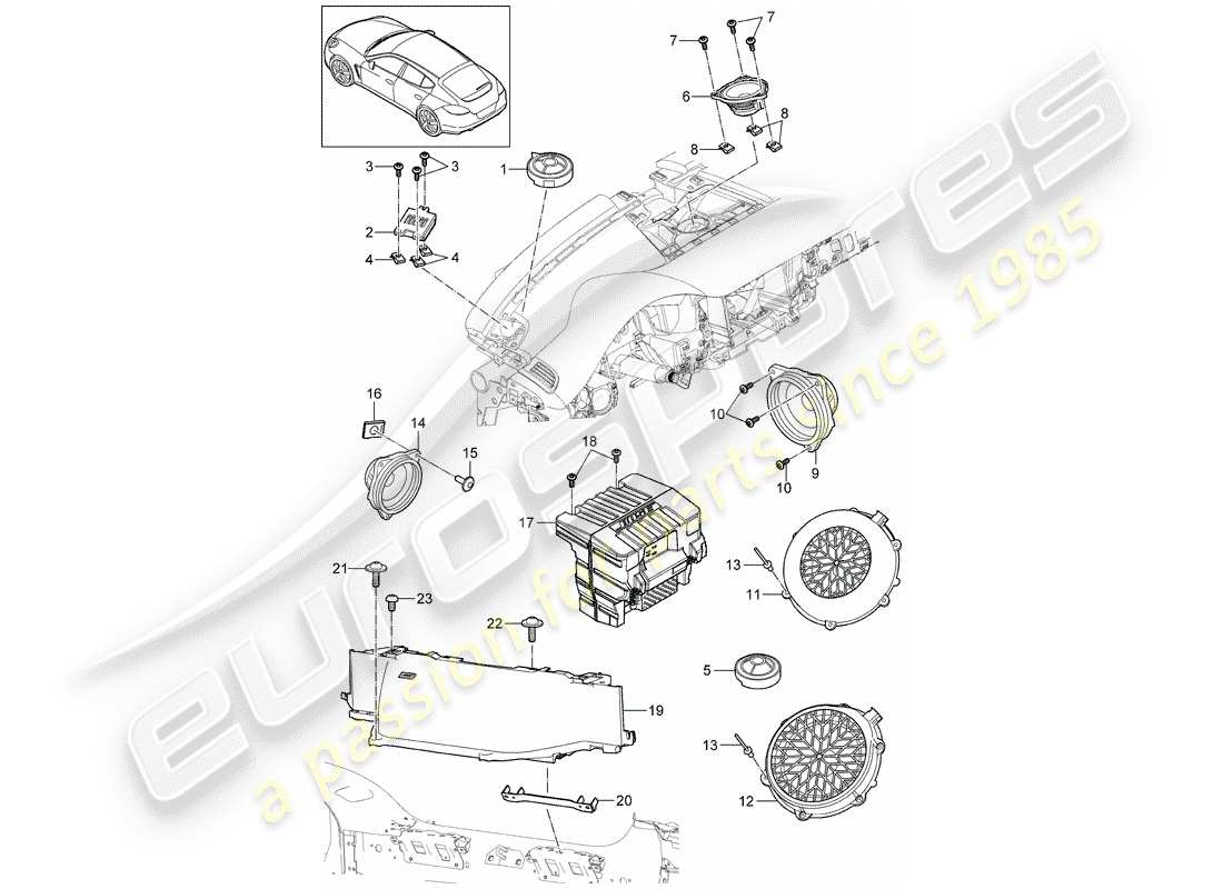porsche 2016 (panamera 970) altoparlante diagramma delle parti