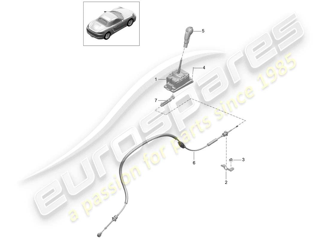 porsche 2020 (718 boxster) leva selettrice diagramma delle parti
