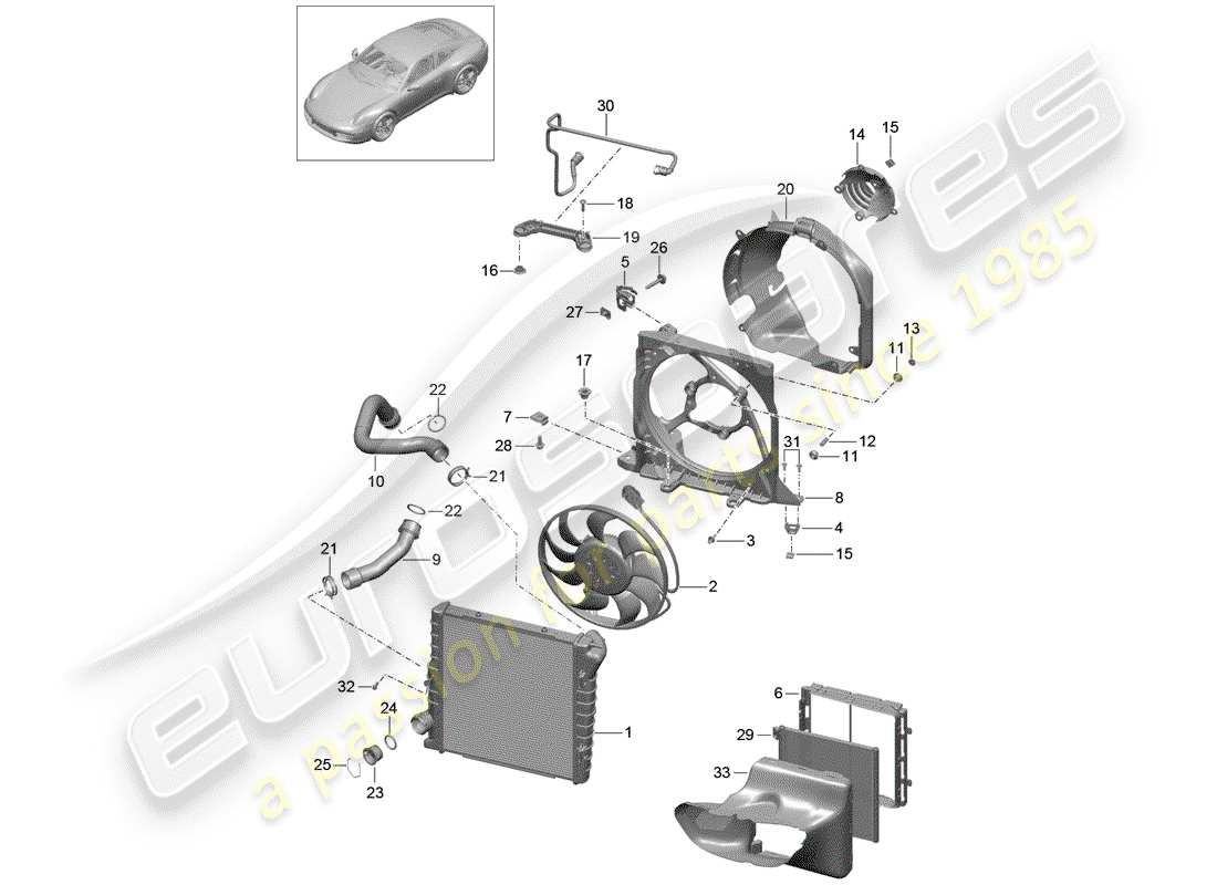 porsche 2013 (991-1) raffreddamento ad acqua 3 diagramma delle parti