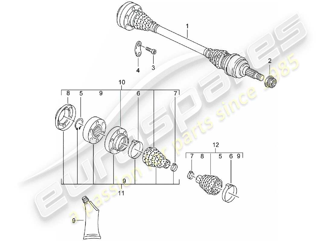 porsche 2006 (cayenne e1 9pa) albero di trasmissione diagramma delle parti