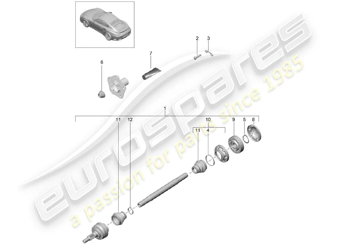 porsche 2017 (991-2 turbo) albero di trasmissione diagramma delle parti