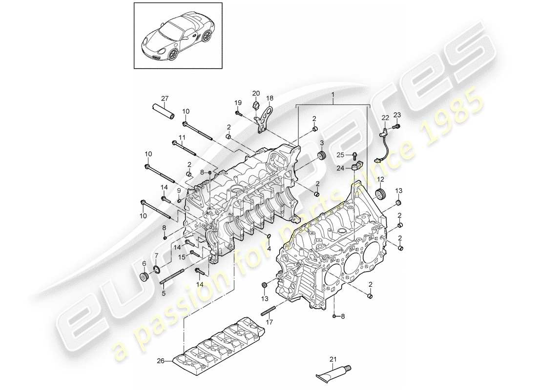 porsche 2011 (987 boxster) basamento diagramma delle parti