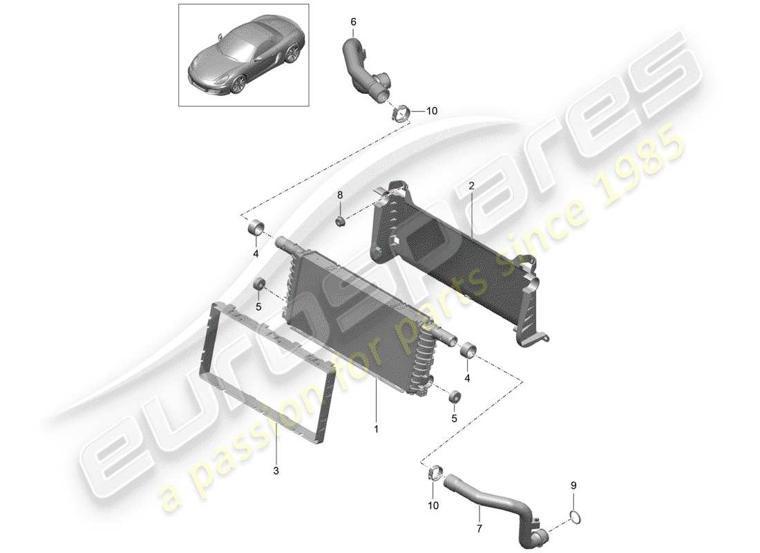 porsche 2016 (981 boxster) termosifone diagramma delle parti