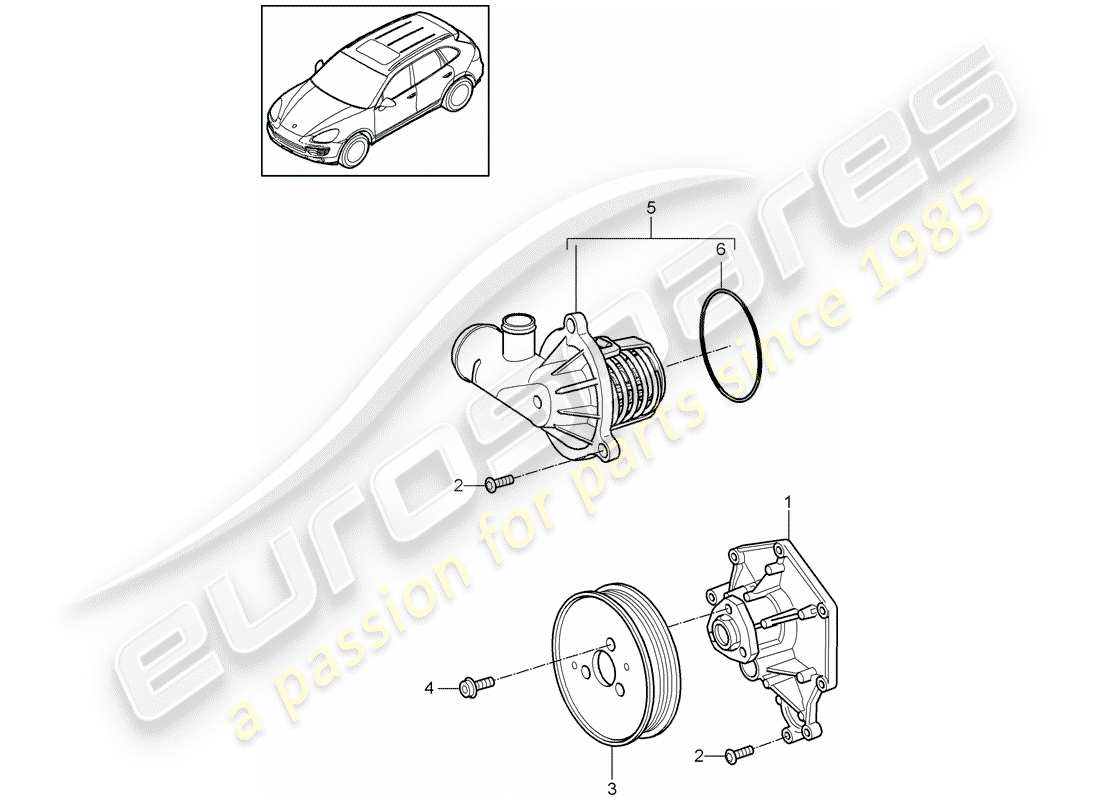 porsche 2016 (cayenne e2 92a) pompa dell'acqua diagramma delle parti