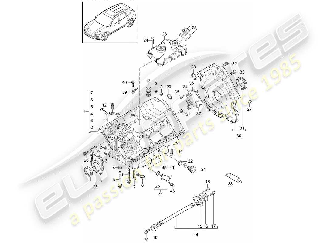 porsche 2016 (cayenne e2 92a) basamento diagramma delle parti