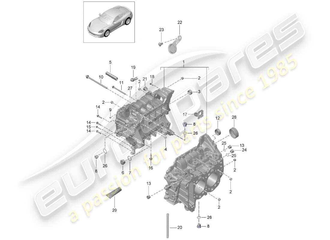 porsche 2020 (718 cayman) basamento diagramma delle parti