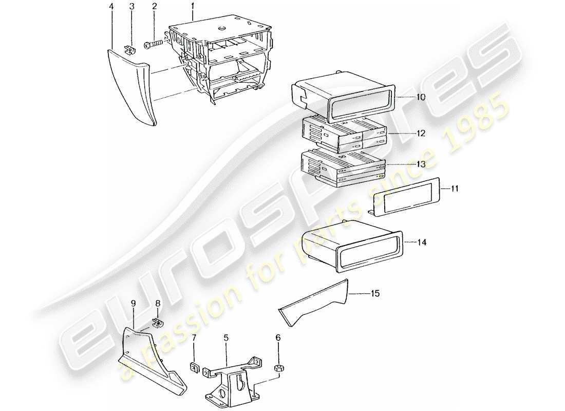 porsche 2002 (996 turbo / gt2) console centrale diagramma delle parti