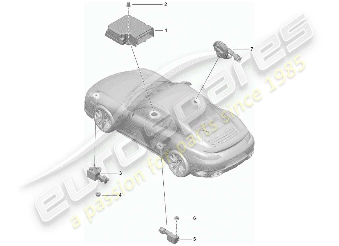 porsche 2015 (991-1 turbo) modulo di controllo air bag schema delle parti