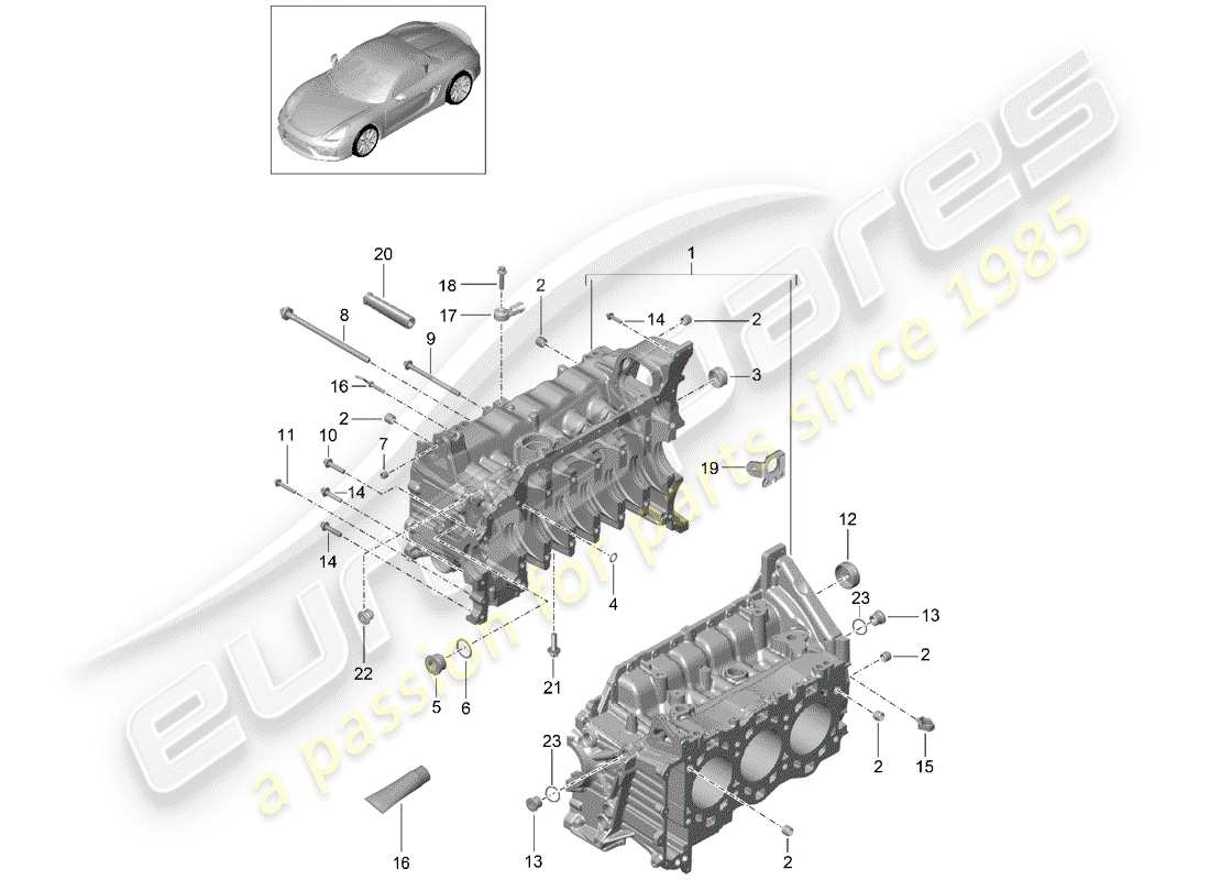 porsche 2016 (981 boxster spyder) schema delle parti del basamento