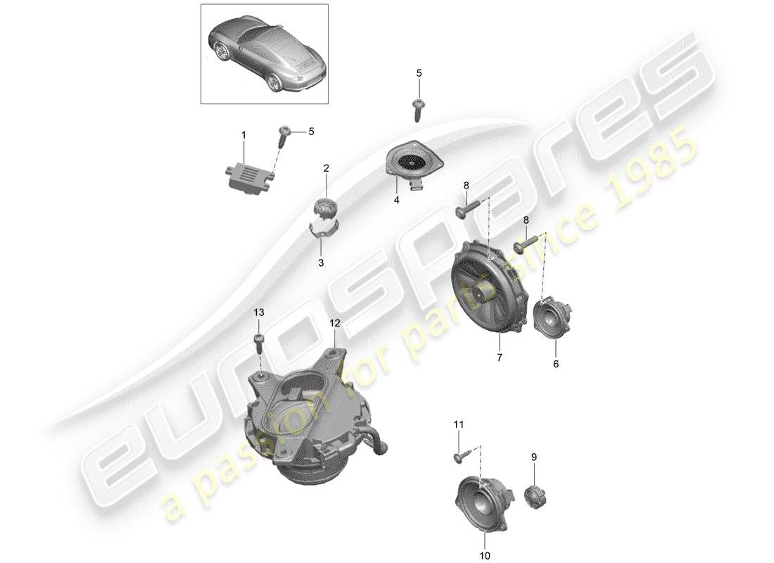 porsche 2012 (991-1) altoparlante diagramma delle parti