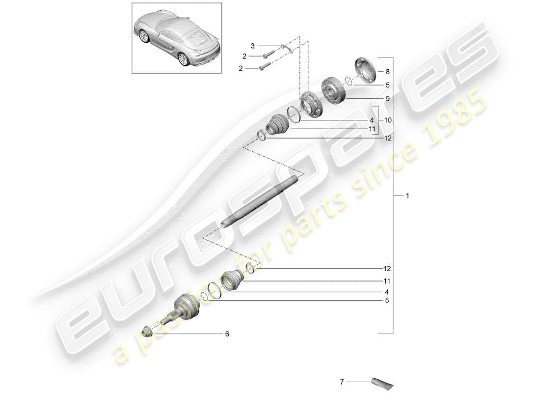porsche 2016 (981 cayman gt4) diagramma delle parti dell'albero di trasmissione