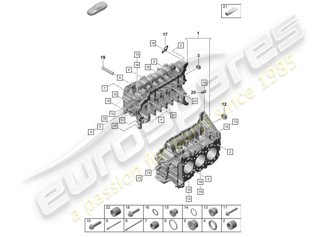 porsche 2020 (718 boxster) alloggiamento del basamento diagramma delle parti