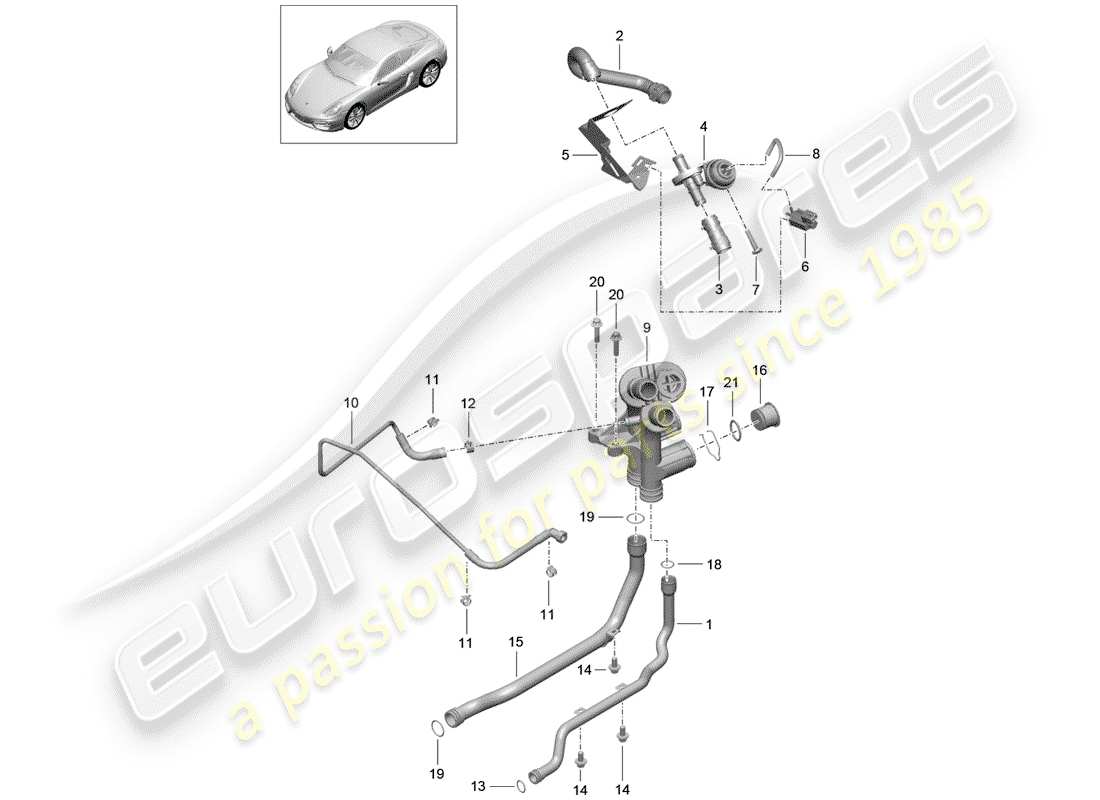 porsche 2014 (981 cayman) connessione diagramma delle parti