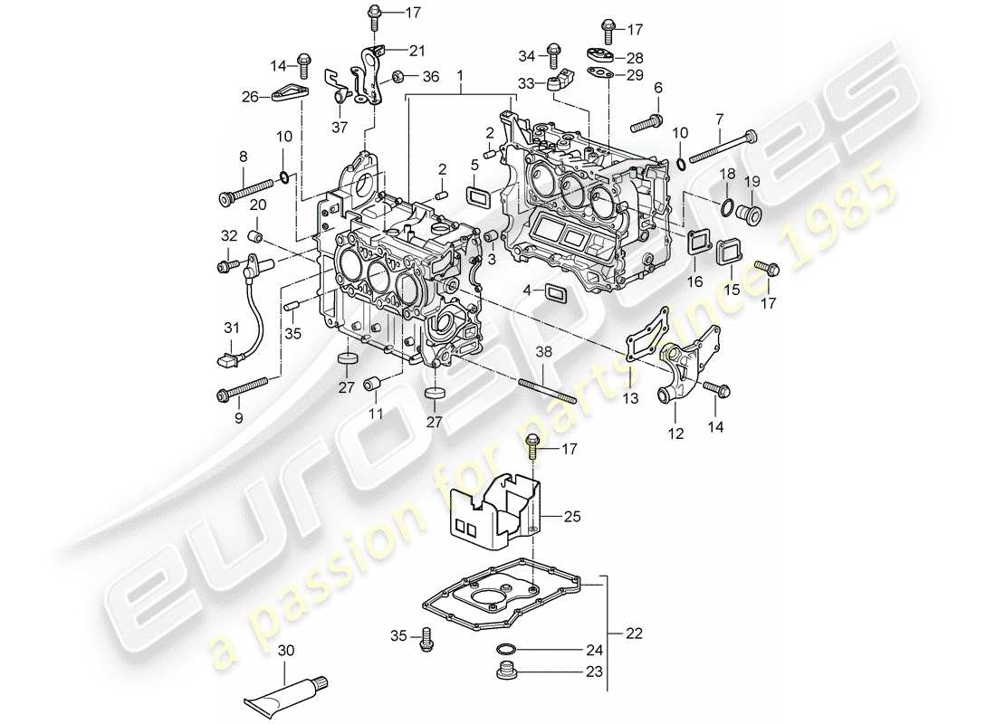 porsche 2007 (987 cayman) basamento diagramma delle parti