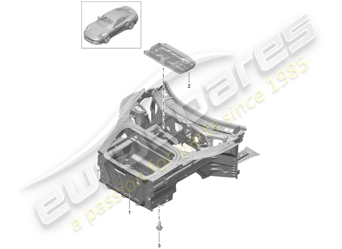 porsche 2015 (991-1 turbo) fine frontale diagramma delle parti