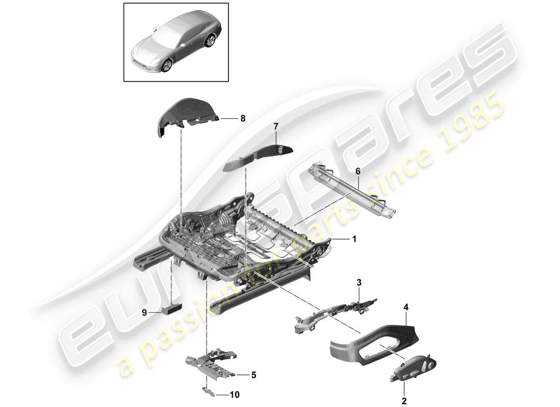 porsche 2017 (panamera 971-1) telaio del sedile diagramma delle parti