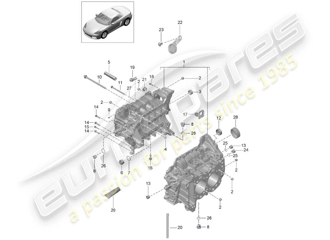 porsche 2017 (718 boxster) basamento diagramma delle parti