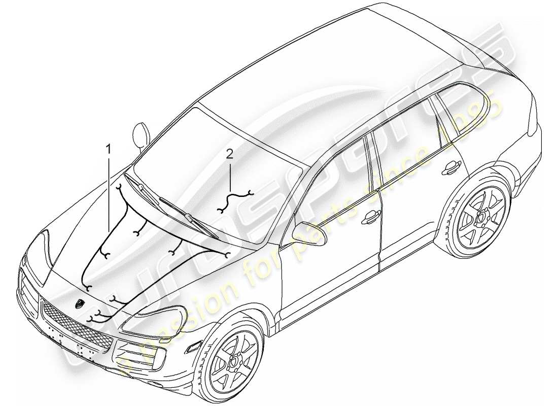porsche 2010 (cayenne e1 9pa) cablaggi diagramma delle parti