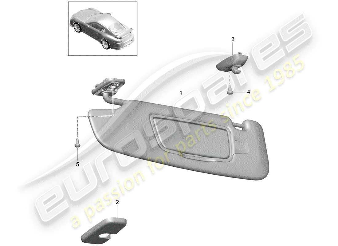 porsche 2019 (991-2 r/gt3/rs) schema delle parti delle visiere parasole