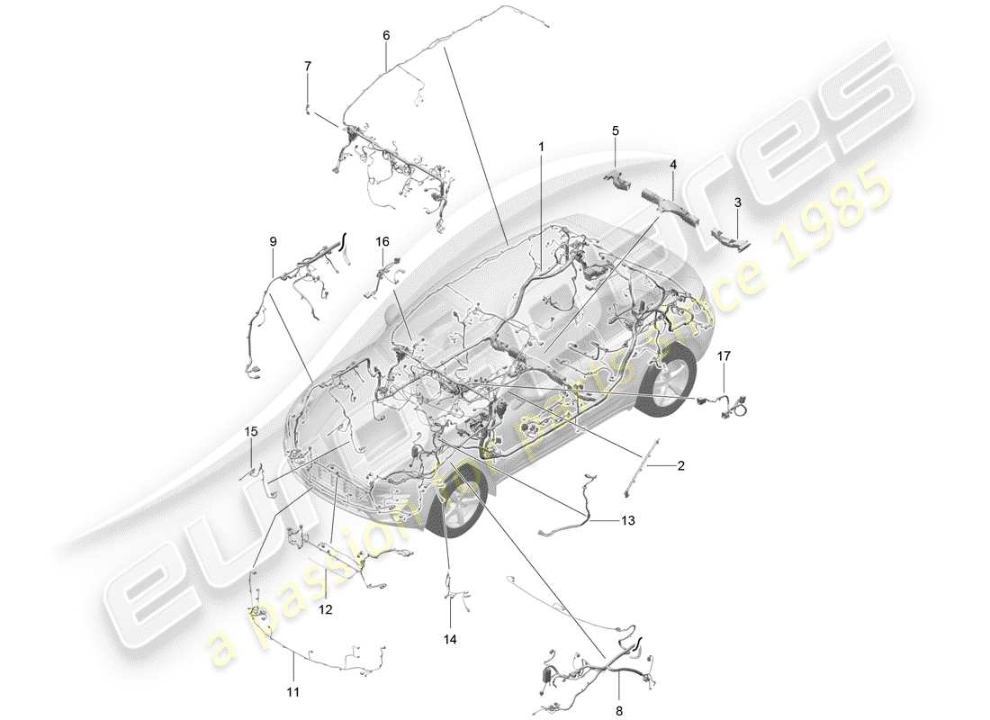 porsche 2018 (macan) imbracatura diagramma delle parti