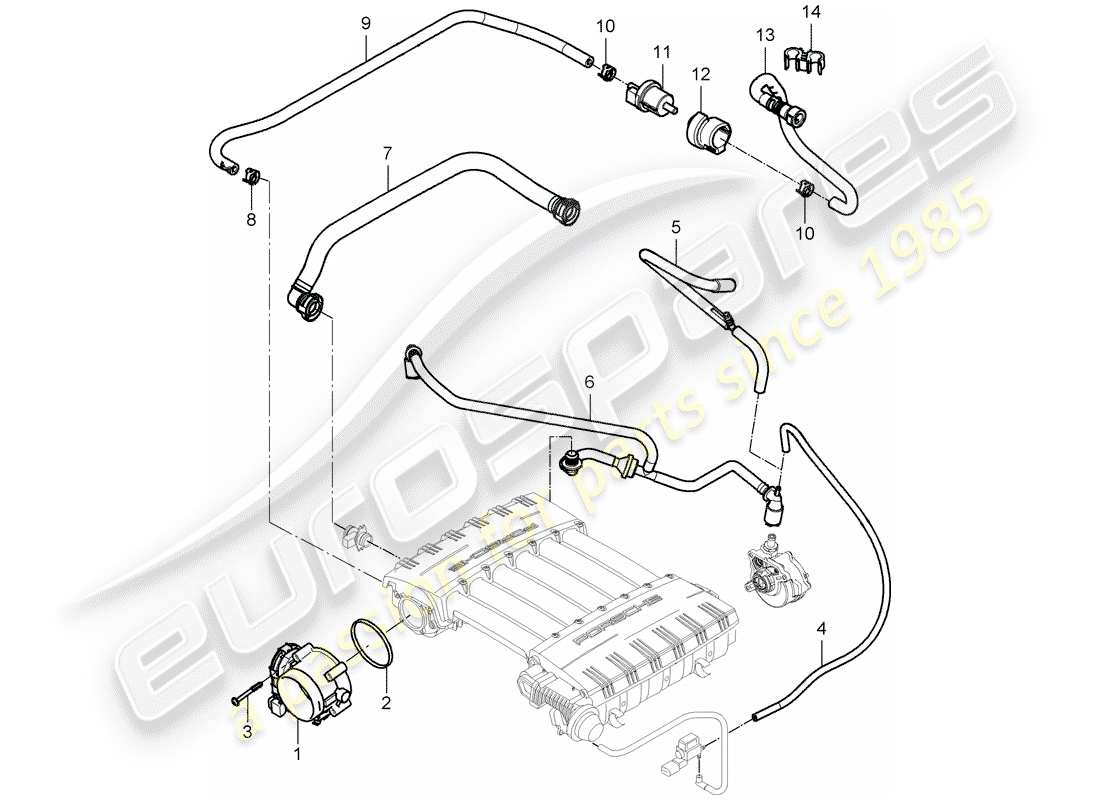 porsche 2008 (cayenne e1 9pa) corpo farfallato diagramma delle parti