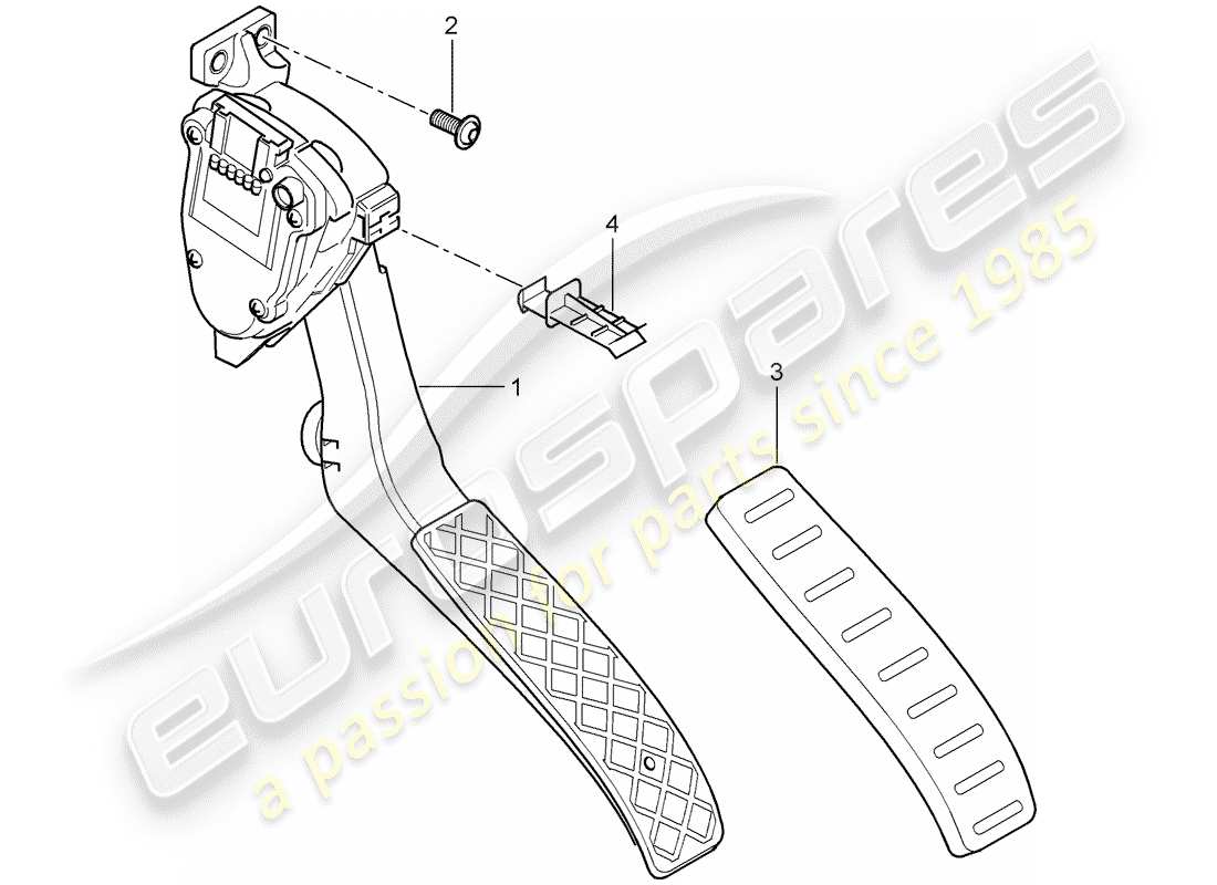 porsche 2008 (cayenne e1 9pa) pedali diagramma delle parti
