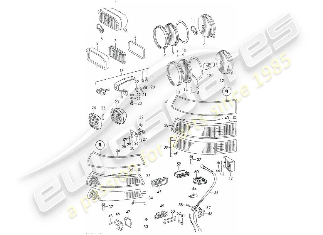 porsche 1973 (911) illuminazione diagramma delle parti