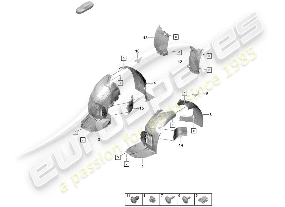 porsche 2020 (718 boxster spyder) finiture diagramma delle parti