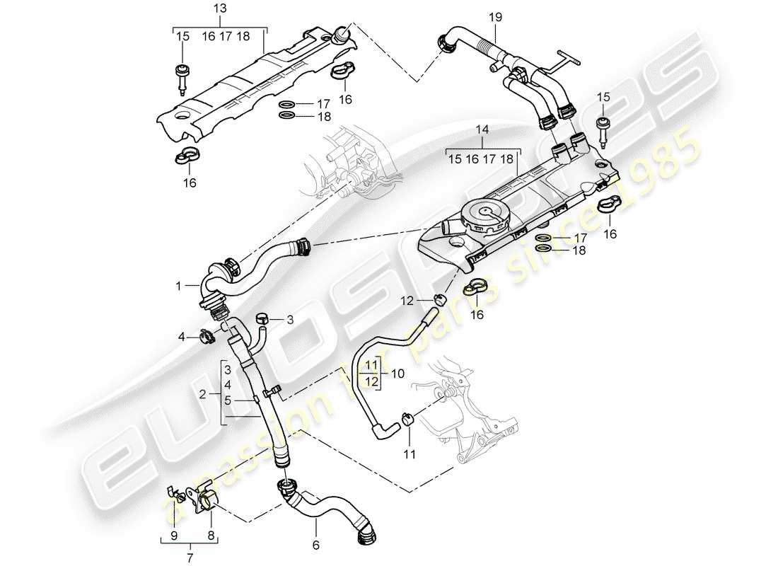 porsche 2008 (cayenne e1 9pa) basamento diagramma delle parti