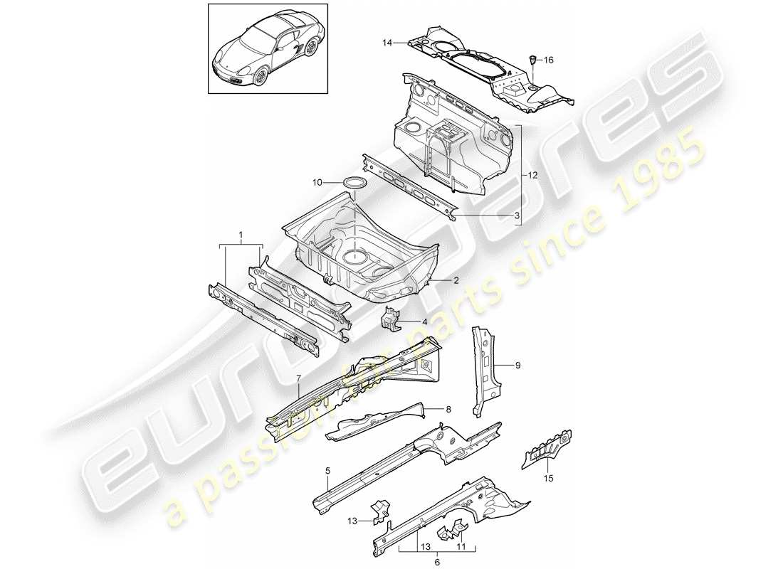 porsche 2011 (987 cayman) schema delle parti frontale