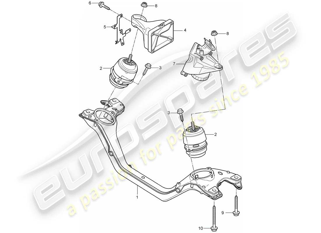 porsche 2010 (cayenne e1 9pa) paranco di sollevamento del motore diagramma delle parti