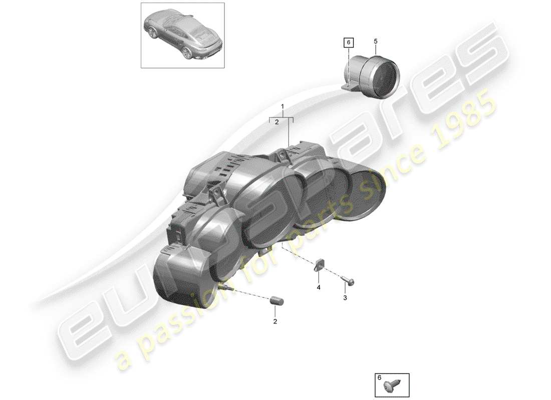 porsche 2019 (991-2 turbo) diagramma delle parti quadro strumenti